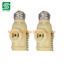 E26 Bulb Socket 2 Outlet Light Socket Adapter Pull Chain